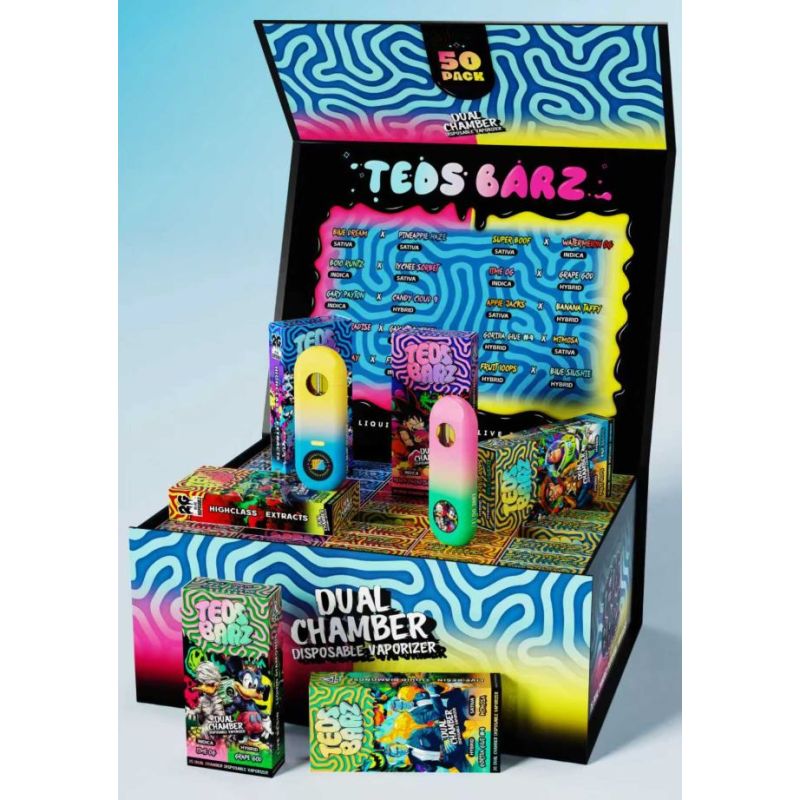 TEDS BARZ 2g Dual Chamber Empty Disposable Vape Packaging Box | 50 Pack Display Master Box